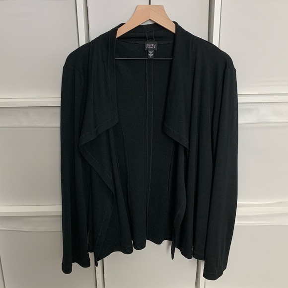 Eileen Fisher Open Draped Cardigan Black Size Large - Picture 1 of 3